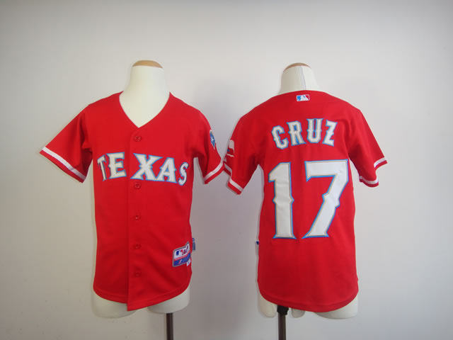 Youth Texas Rangers 17 Cruz Red MLB Jerseys